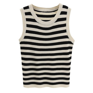 plus size chubby girl Striped Base Camisole Women's Spring and Summer New Flesh Covering Loose Sleeveless Inner Top