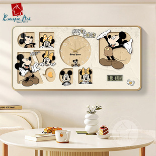 Cream Style Living Room Wall Clock 2024 New Household Clock Perpetual Calendar with Clock Mural Punch-Free Restaurant Hanging Picture