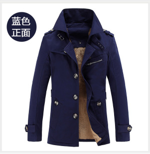 Velvet thickened windbreaker men's frock long winter men's coat sports casual coat manufacturers wholesale tide
