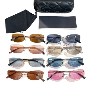 Xiaoxiang sunglasses female jennie with Jennie concert ice blue lenses Y2K rimless sunglasses medieval