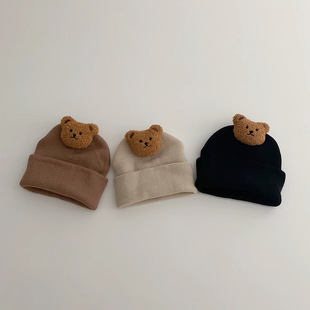 Autumn South South Korea baby hat autumn and winter 2023 cute bear ins baby pullover hat children knitted hat wholesale