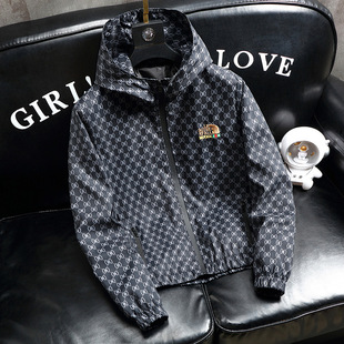 Spring and autumn coat men's sports raccoon European jacket trendy all-match loose hooded men's online red top clothes