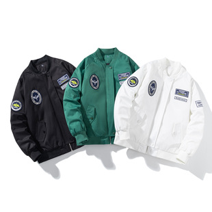 2023 autumn and winter American fashion pilot jacket jacket couple casual solid color baseball jacket men's jacket