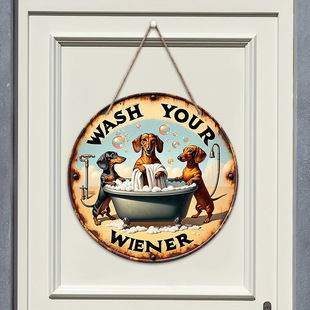 in stock Wooden Hanging Three Puppies Bathroom Scene Wooden Hanging Wooden Listing Toilet Bathroom Wall Decoration Door Plate