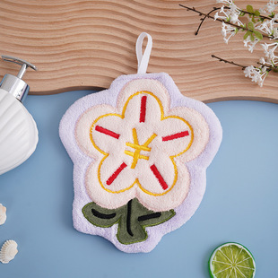 Towel Flower Wipe Hand Towel Hanging Absorbent Hand Wash Small Square Towel Kitchen Rag Thickened Toilet Wipe Handkerchief Variety
