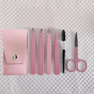 Stainless steel 1.5 eyebrow clip tweezers suit eyelash tweezers beauty makeup tools pull beard eyebrow clip four-piece set oblique