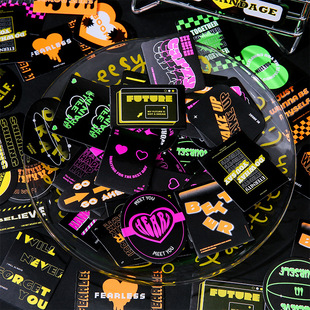 См. Eslite Neon Street Series Клейкая бумажная сумка Креативный ручной счет Материал DIY Декоративные наклейки 4