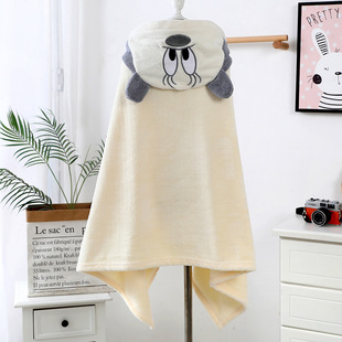 Coral fleece baby can wear cartoon hooded bath towel children's cloak bathrobe soft absorbent baby quilt bath towel