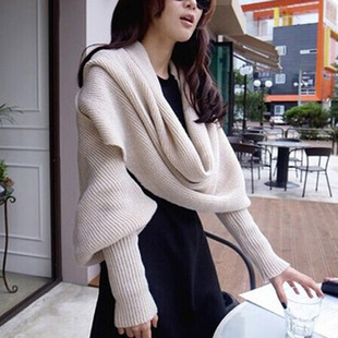 Amazon Cross-border Autumn and Winter Wool Scarf European and American Men and Women's Long Neck Shawl with Sleeves Knitted Scarf