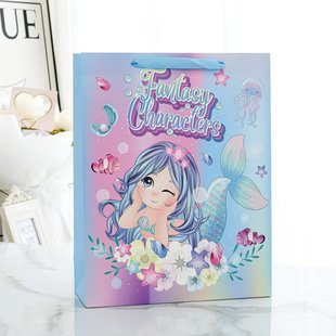 2024 foreign trade new portable paper bag cartoon cute gift bag mermaid pattern packaging children's gift bag