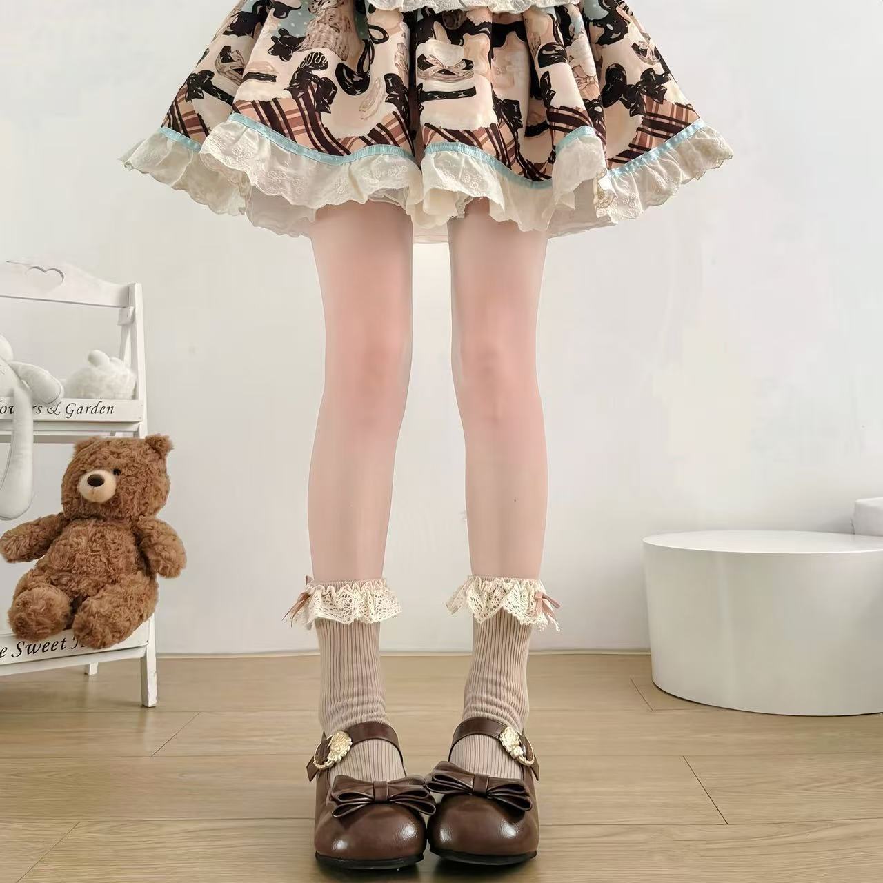 Lolita Lace Bow Pile Socks for Women, Spring and Autumn Japanese Style Mid-Calf Socks, Ballet Style Jk Socks, Girl Socks