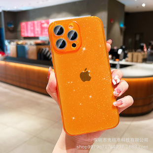 Применимо iPhone16 чехол для телефона флуоресцентный звездный световой порошок прозрачный tpu яблоко 15pro все включено силикон 14 мягкий чехол