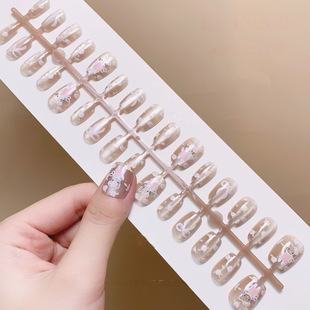 6089# hand-worn armour semi-handmade pure hand-made nail art fake nail patch cat's eye finished product wholesale