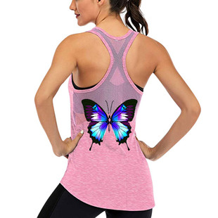 Amazon Hot Women's Sleeveless Yoga Fitness Vest Activity Breathable Mesh Backless Yoga Top 9 Color 4 Size