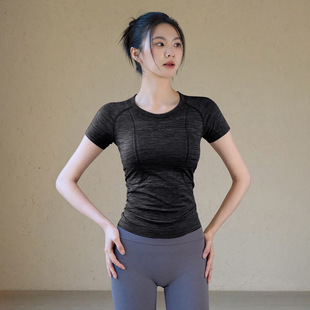 Yoga Clothing Women's Spring and Summer Simple Fashion Sports Top One-piece Woven Slimming Short-sleeved T-shirt Running Training Fitness Clothing