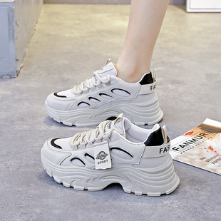 Women's thick-soled daddy shoes 2024 new spring popular white shoes women's casual sports flat women's shoes T73