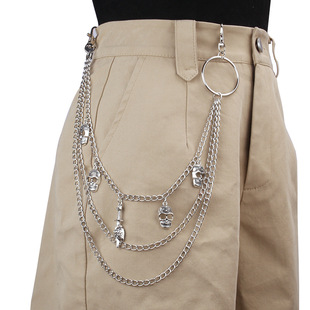 European and American cross-border popular jewelry Halloween skull trendy pants chain decoration hip hop all-match pants chain for men and women