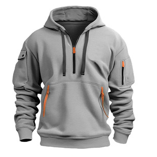 Qianshan County Cross-border Spring and Autumn Men's Sweater Hoodie Zipper Multi-pocket Pullover Men's Sports Casual Jacket