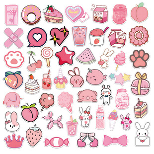 Cross-border 51 stationery stickers cute girl art super cute rabbit bear stickers luggage notebook decoration