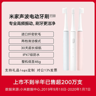 Mi jia Sonic Электрическая зубная щетка T100 для домашних студентов мужского и женского пола водонепроницаемая мягкая щетка вибрации