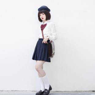 jk solid color skirt spot wholesale JK uniform skirt half pleated cyanotic black school uniform basic summer Women