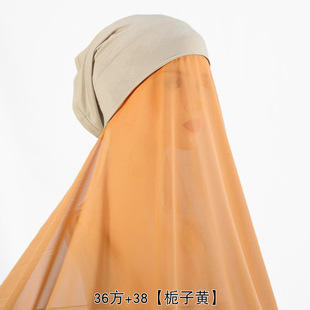 Cross-border new monochrome pearl chiffon shawl hat suit women's convenient scarf scarf scarf cap one-piece long towel