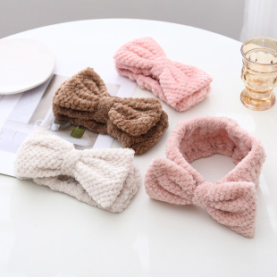New Solid Color Bow Hair Band Sweet Soft Girl Ruffled Wide-brimmed Pineapple Wash Hair Band Headband Hair Accessories