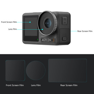 PULUZ Fat Cow подходит для линз DJI Osmo Action 3 + алмазная Взрывозащищенная пленка для переднего и заднего дисплея