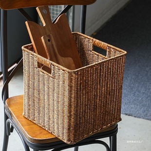 Storage Frame Rattan Imitation Rattan Storage Basket Cabinet Study Book Newspaper Magazine Organize Basket Living Room Snack Toy Collection