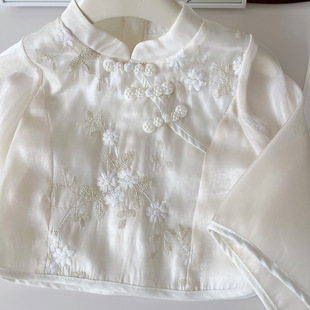 Girls' Suit 2024 Summer New Chinese Style Hanfu Shirt Skirt Suit Refreshing Ethnic Style Suit
