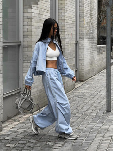 2024 European and American Foreign Trade Casual Women's Fashion Rust Zipper Cardigan Pants Two-Piece Set Women's Street Women's suit