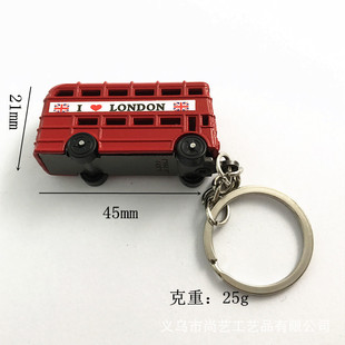 London Bus Model Keychain British Phone Booth Taxi Red Bus Big Ben Pendant