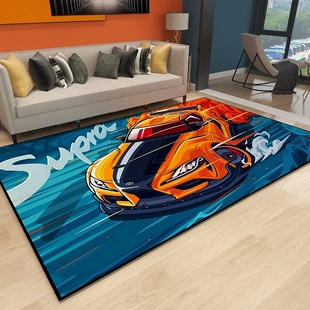 Amazon New 3D Car Carpet Cool Children's Bedroom Decorative Bedside Blanket Large Area Living Room Sofa Floor Mat
