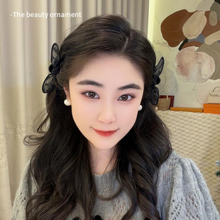 Sweet Lace Rabbit Ears Bow Small Grab Clip Female Princess Hair Clip Back of Head Hair Shark Clip Headwear