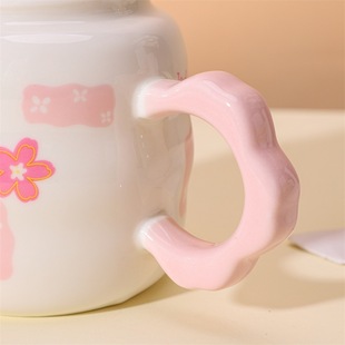 diy cream glue high color value small fresh cute chubby cup girl cup flower mug ceramic cup with lid cup