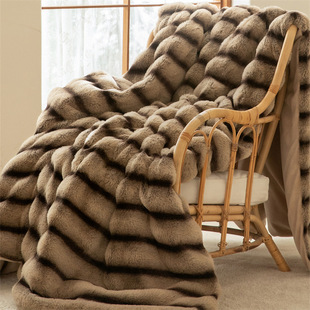 Light Luxury High Weight Rabbit Plush Casual Blanket Sofa Blanket Air Conditioning Blanket Thickened Warm Milk Velvet Nap Blanket
