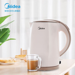 Электрический чайник Midea емкостью 1,5 л, бытовой двухслойный чайник с защитой от ожогов, светло-розовый H415E2J