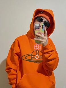 vivienne Queen Mother's Hooded Sweater Saturn Splash Ink Embroidered Hoodie Men's and Women's Trendy Loose Couple Top