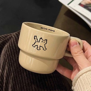 Cute Niche Cartoon Puppy Mug High Color Value Coffee Cup Milk Ceramic Cup Couple Cup Large Capacity Cup