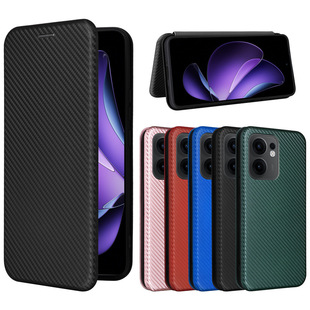 Применимо OPPO Reno13F углеродное волокно чехол для телефона с магнитной пряжкой бизнес-чехол откидной простой кожаный чехол