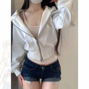 Pure and Desire!!! [Spice Girls Short Top] Short Hooded Cardigan Sweater Women's INS Korean Coat