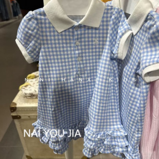 Cream Children's Wear Girls Blue Lace Princess Dress New Spring Girl Stylish Niche Polo Collar dress