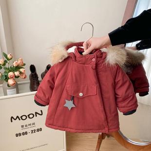 Girls' winter 2025 new children's fleece-lined padded cotton-padded jacket coat warm baby winter cotton-padded jacket
