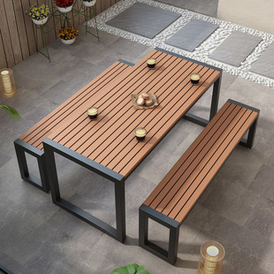 Outdoor tea table and chair combination courtyard outdoor park dining table and chair outdoor balcony long table leisure restaurant table and chair