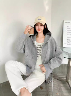 Women's Cross-border Hooded Sweater Coat Women's Lazy Style Split Line Cardigan Autumn Casual New Loose Women's Style