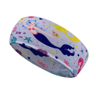 Korean style children's cartoon hair band outdoor sports headband sweat-absorbent headscarf cute mermaid face wash hair band