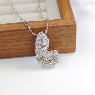 Cross-border Amazon Haili with copper inlaid zircon balloon bubble chubby 26 English letters pendant necklace