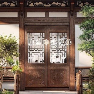 Dongyang wood carving antique doors and windows solid wood lattice retro old wood window window grilles Chinese courtyard door old wooden door