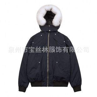 Palm Moose #02 Men Fox Fur Hooded Down Bomber Jacket