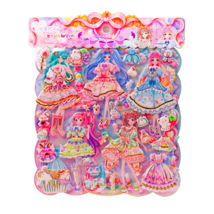 Cute girl double-layer dress-up stickers 3d 3d princess dress-up stickers children dress-up figure paste toys